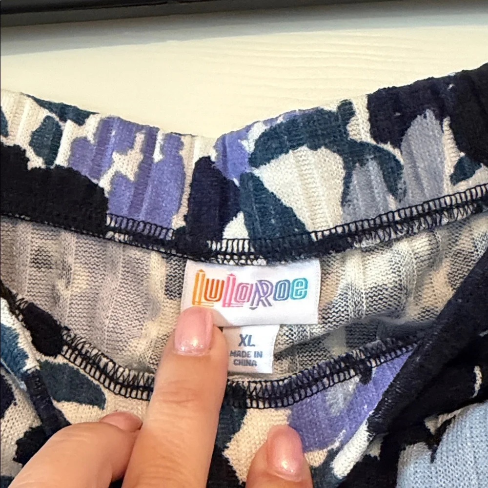 LuLaRoe Floral Maxi Skirt in Navy, Black, and Lavender - Picture 2 of 5